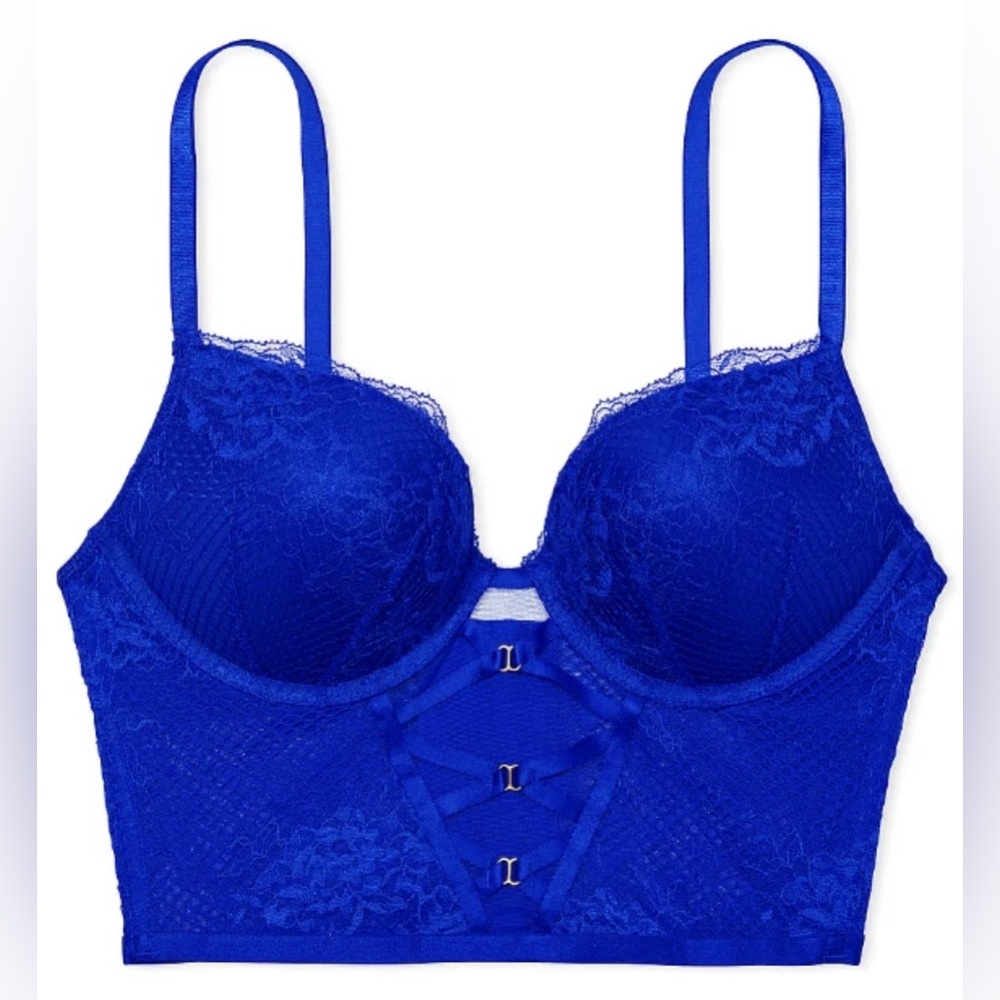 Victoria's Secret Very Sexy Bombshell Push-Up Corset Top in Blue Oar 34A